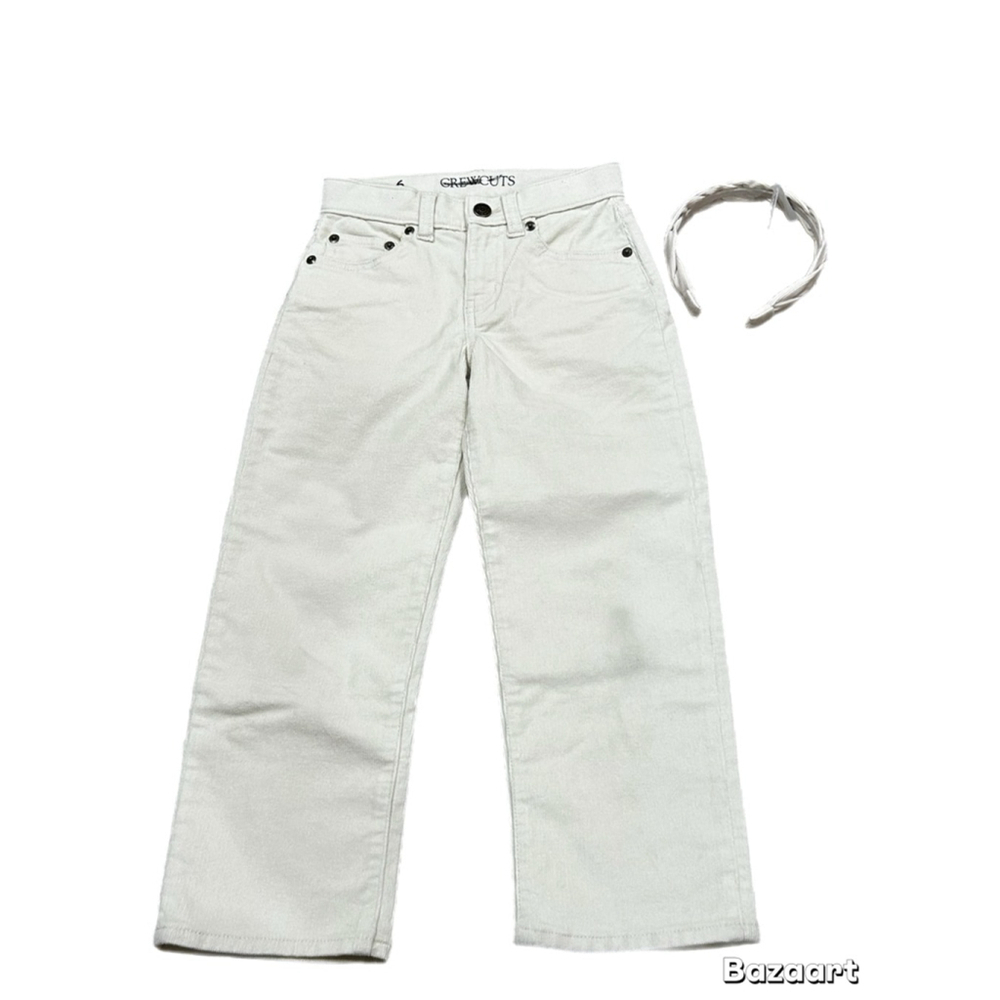 NWOT Crewcuts corduroy stretch pants in beige size 6 with matching headband